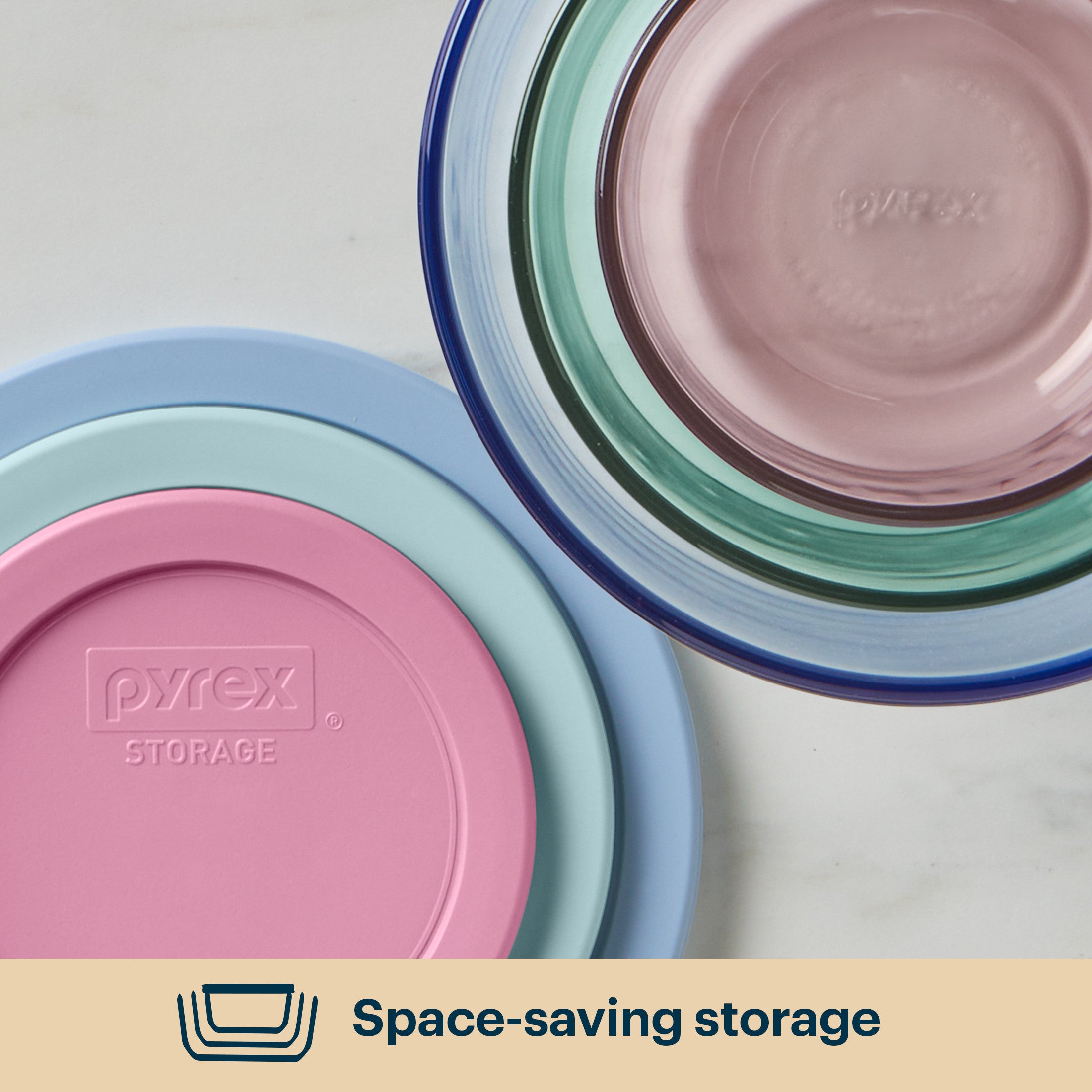 Pyrex® Simply Store® Tinted Glass Round Storage Containers. 6-pc Set. Mixed Colors - Image 5