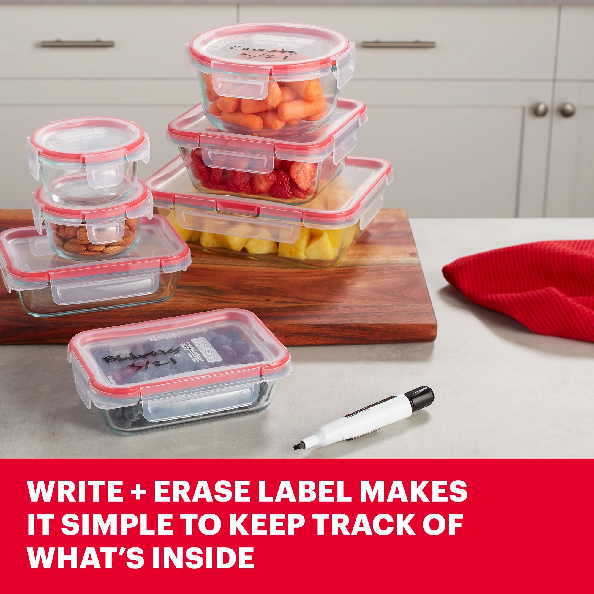 Pyrex® FreshLock™ 14-piece Mixed-Size Glass Storage Set - Image 4