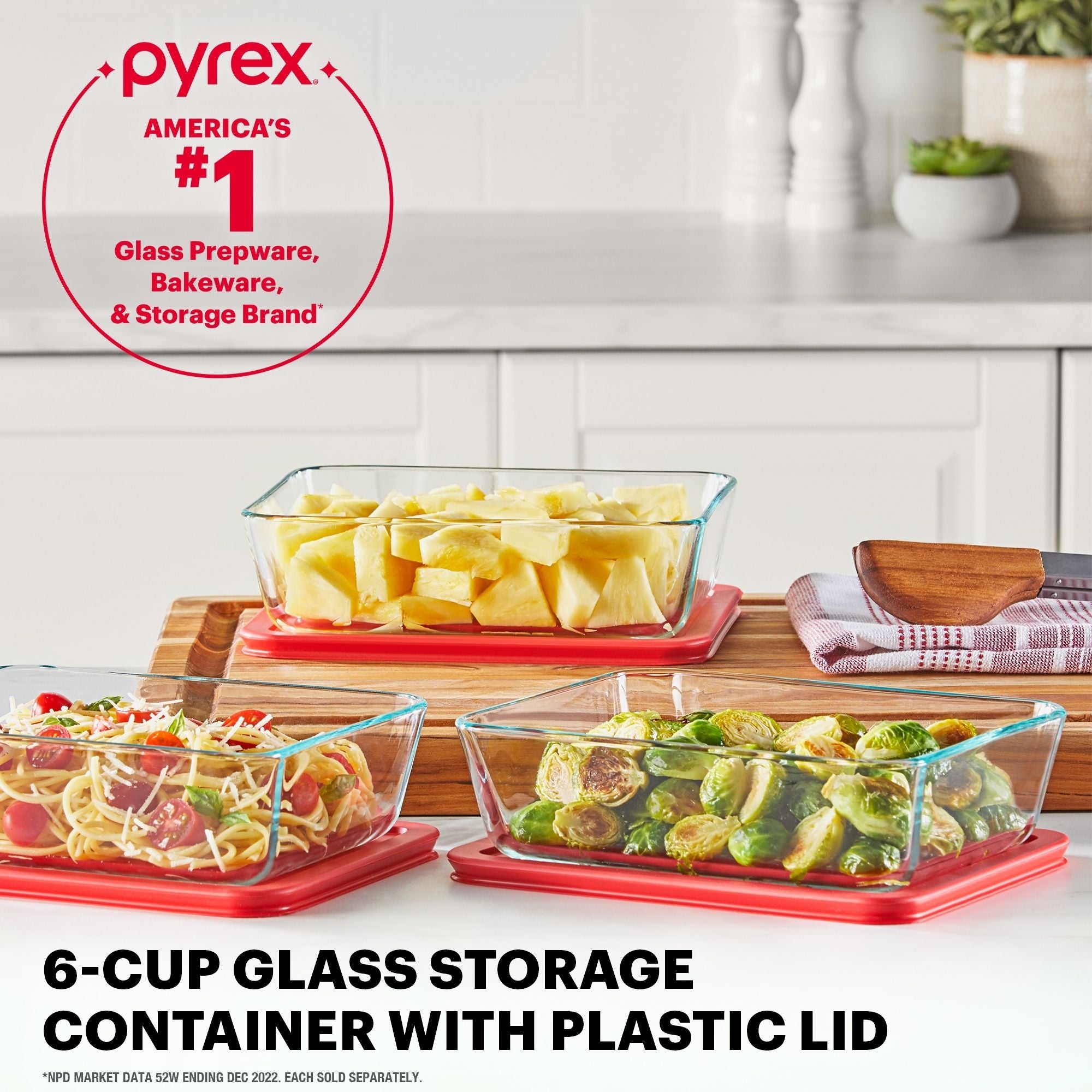 Pyrex® Simply Store® 6-Cup Rectangle Glass Storage with Plastic Lid - Image 2