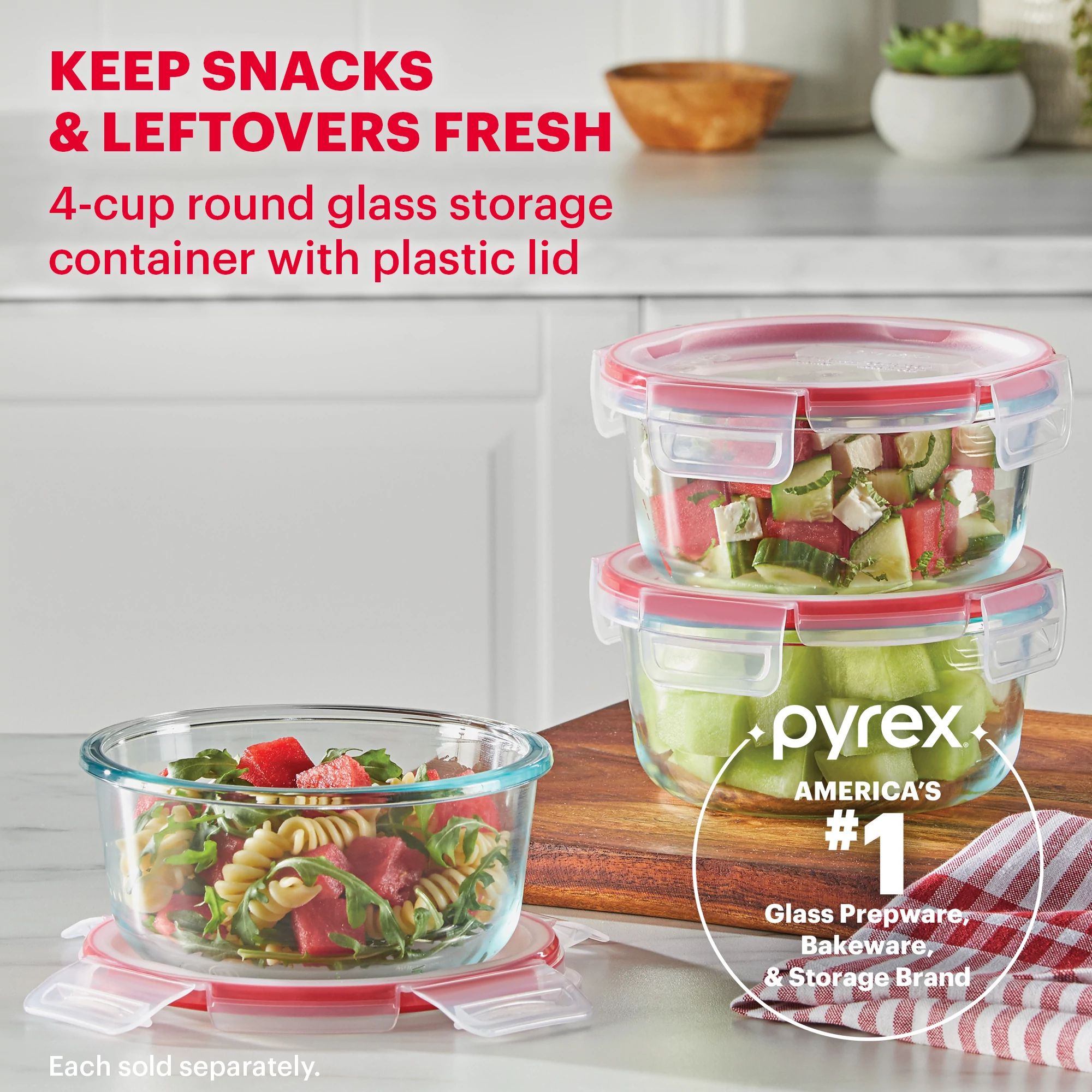 Pyrex® Freshlock™ 4-cup Round Glass Storage - Image 3