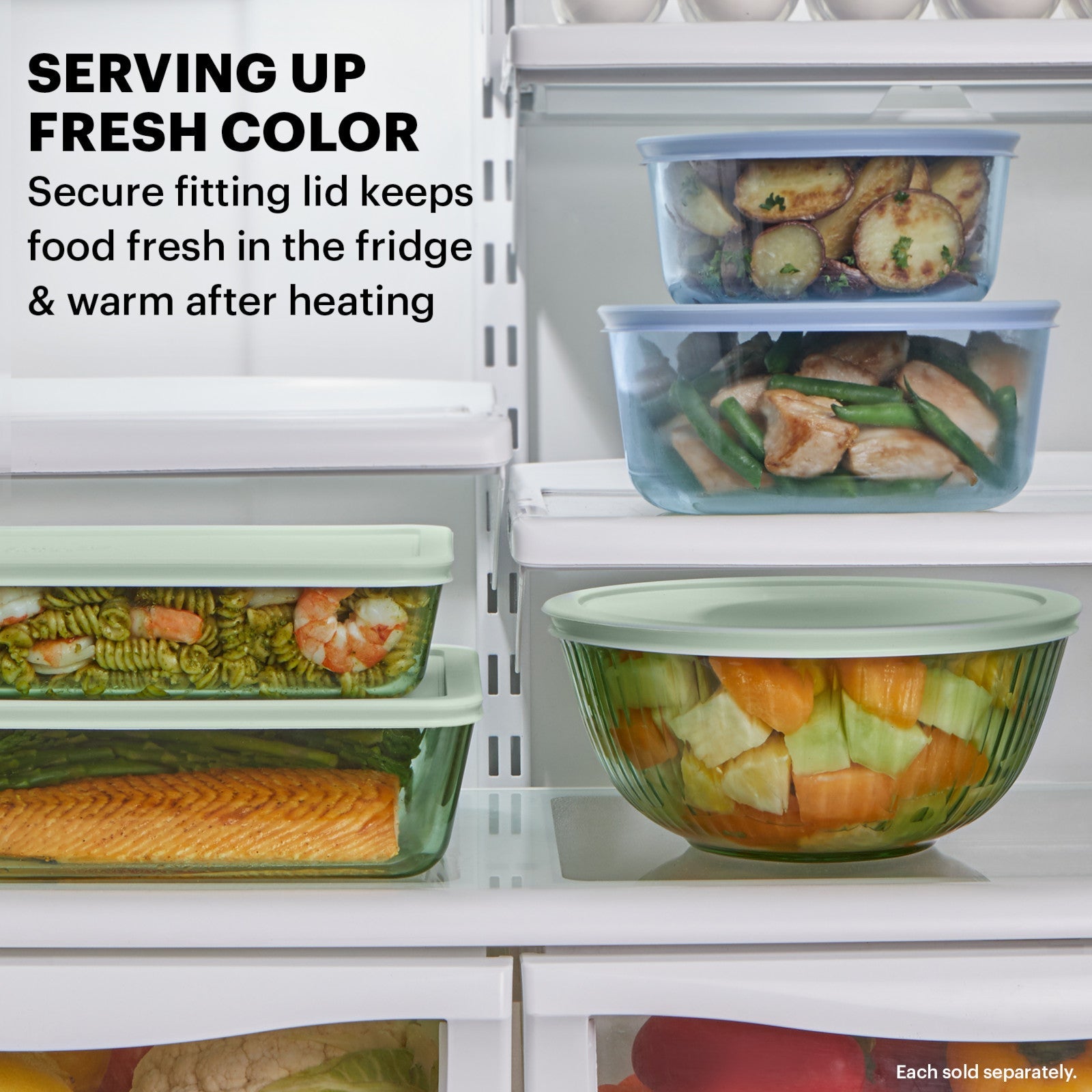 Pyrex® Colors Sculpted Tinted 2.3-quart Mixing Bowl with Lid. Green - Image 4
