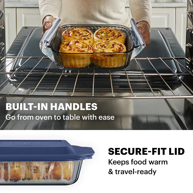 Pyrex® Colors Sculpted Tinted 8 Square Baking Dish with Plastic Lid. Smoke - Image 4