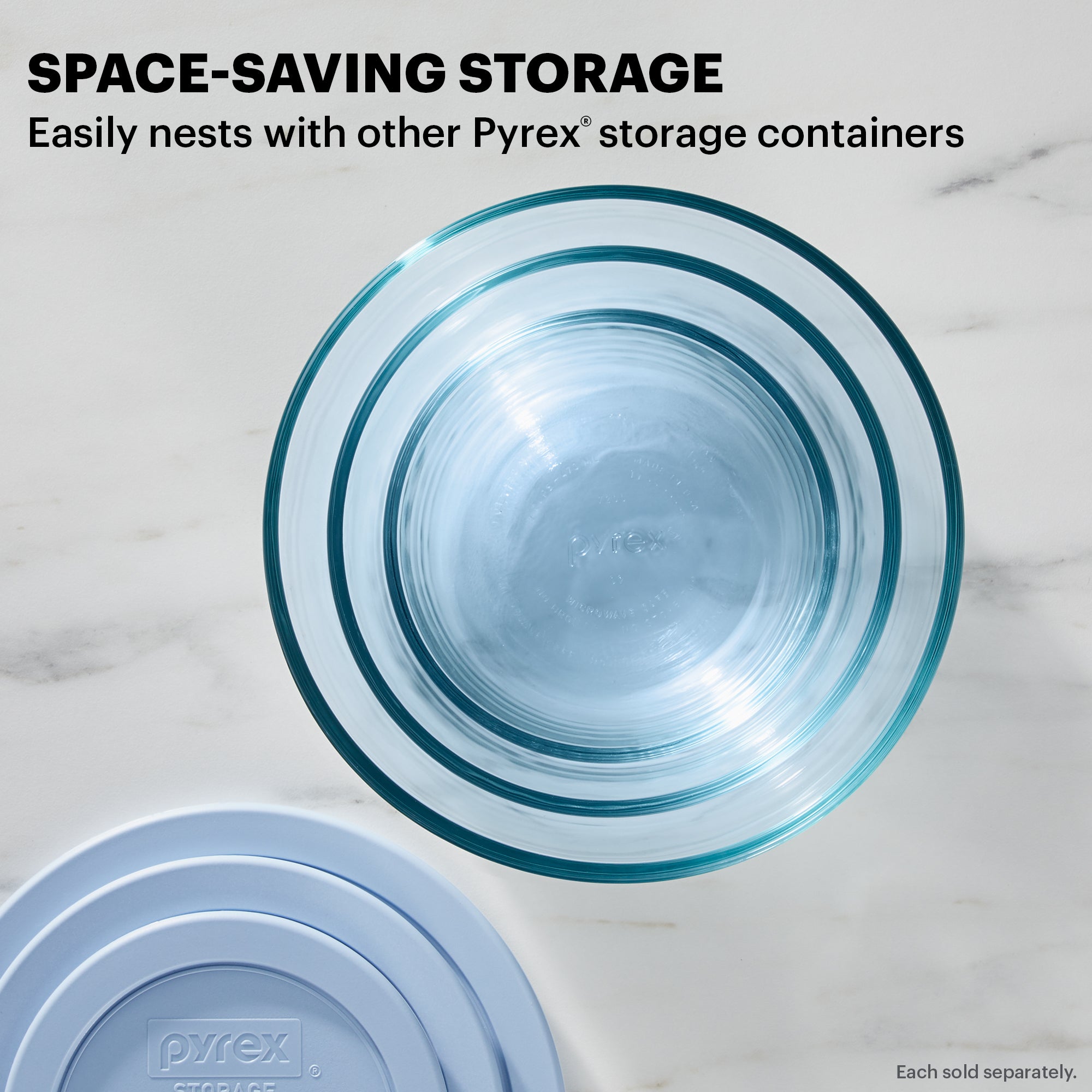 Pyrex® Simply Store® Tinted 2-cup Round Storage with Plastic Lid. Blue - Image 4