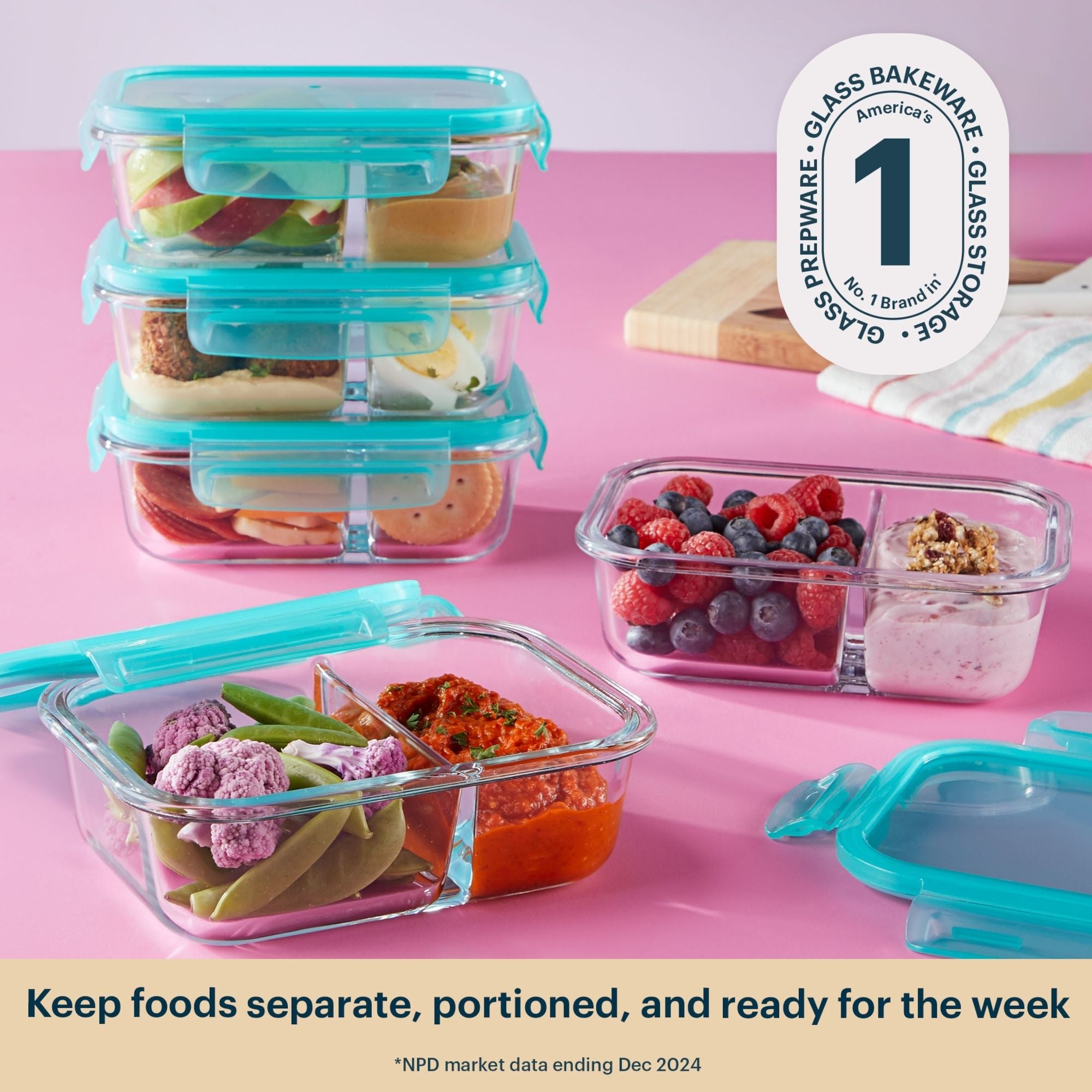 Pyrex® MealBox 10-Piece Divided Storage Set. 2.3 Cup - Image 5