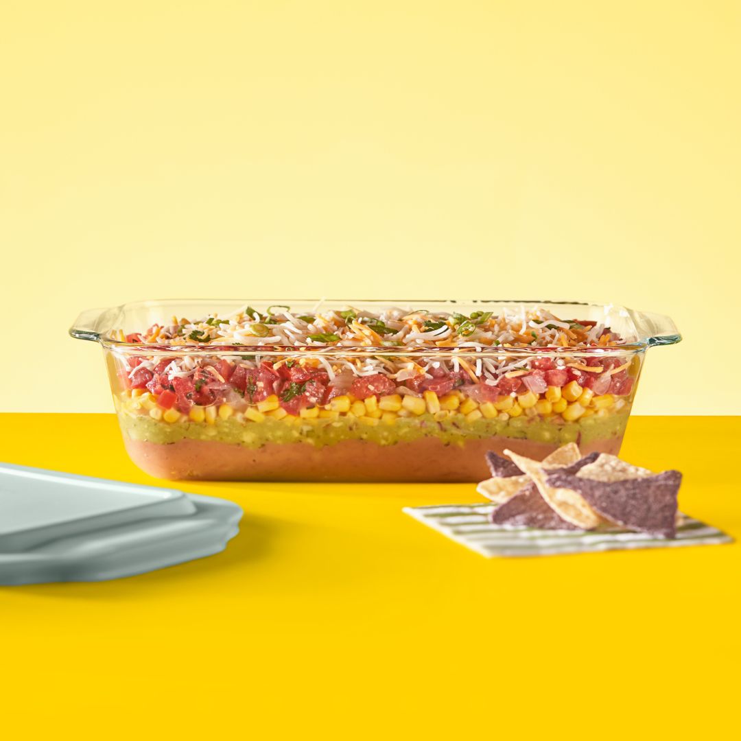 Pyrex® Deep 7 x 11 Rectangle Glass Baking Dish with Sage Green Lid - Image 2