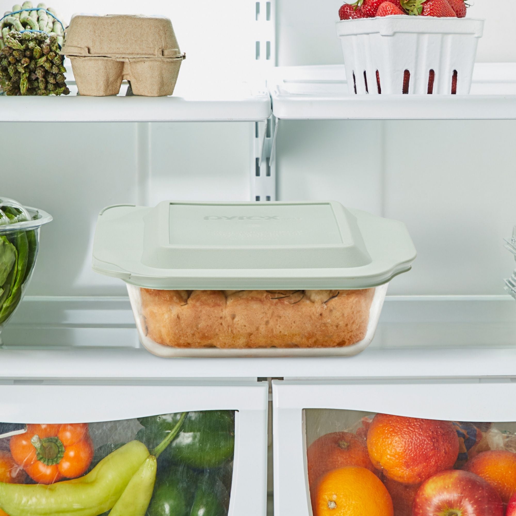Pyrex® Deep 8 Square Glass Baking Dish with Sage Green Lid - Image 4